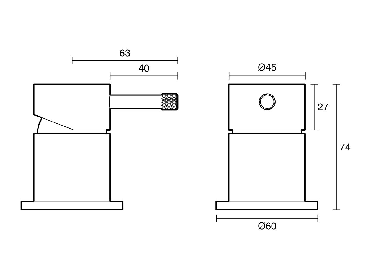 Technical Drawing - Sussex Scala Nova Top Mount Hob Mixer Lead Free