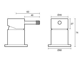 Technical Drawing - Sussex Scala Nova Top Mount Hob Mixer Lead Free
