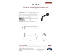 Specification Sheet - Sussex Scala 25mm Curved Bath Outlet 200mm LUX PVD Matte Opium Black