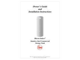Installation Instructions - Rheem Induro Stainless Steel Commercial Storage Tank