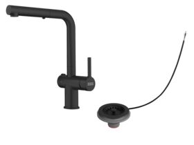 Hero - Franke Active Twist Pull Out Sink Mixer Kit (Matte Black Tap with Matte Black Remote Non-Overflow Waste) (5 Star) Lead Free