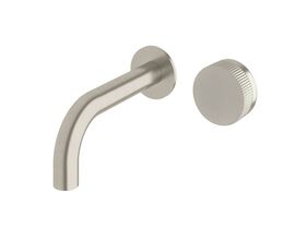 Sussex Pure Progressive Wall Basin Mixer Tap System 160mm with Linear Textured Handle PVD Brushed Nickel (3 Star)