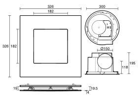 Kado Lux HiFlow 250 LED Exhaust Fan Square