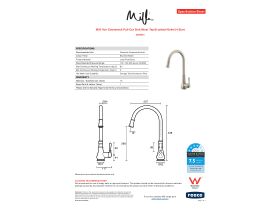 Specification Sheet - Milli Voir Gooseneck Pull-Out Sink Mixer Tap Brushed Nickel (4 Star)