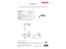 Specification Sheet - Sussex Scala 32mm Curved Bath Mixer Tap Outlet System Right Hand 160mm Outlet Chrome