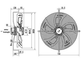 Tecumseh 630mm 1ph Fan Motor Assembly 7552536