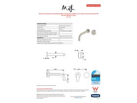 Specification Sheet - Milli Pure Progressive Wall Basin Mixer Tap System 200mm with Cirque Textured Handle PVD Brushed Nickel (3 Star)