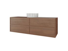 Supporting Image - Kado Aspect 1500mm Wall Hung Vanity Unit Single Bowl Timber Top - Florentine Walnut