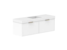 Supporting Image - Kado Lux Slim All Drawer 1500mm Wall Hung Vanity with Centre Basin 90mm Top Matte White