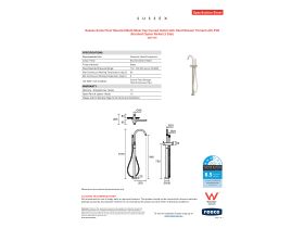 Specification Sheet - Sussex Scala Floor Mounted Bath Mixer Tap Curved Outlet with Hand Shower Trimset LUX PVD Brushed Oyster Nickel (3 Star)
