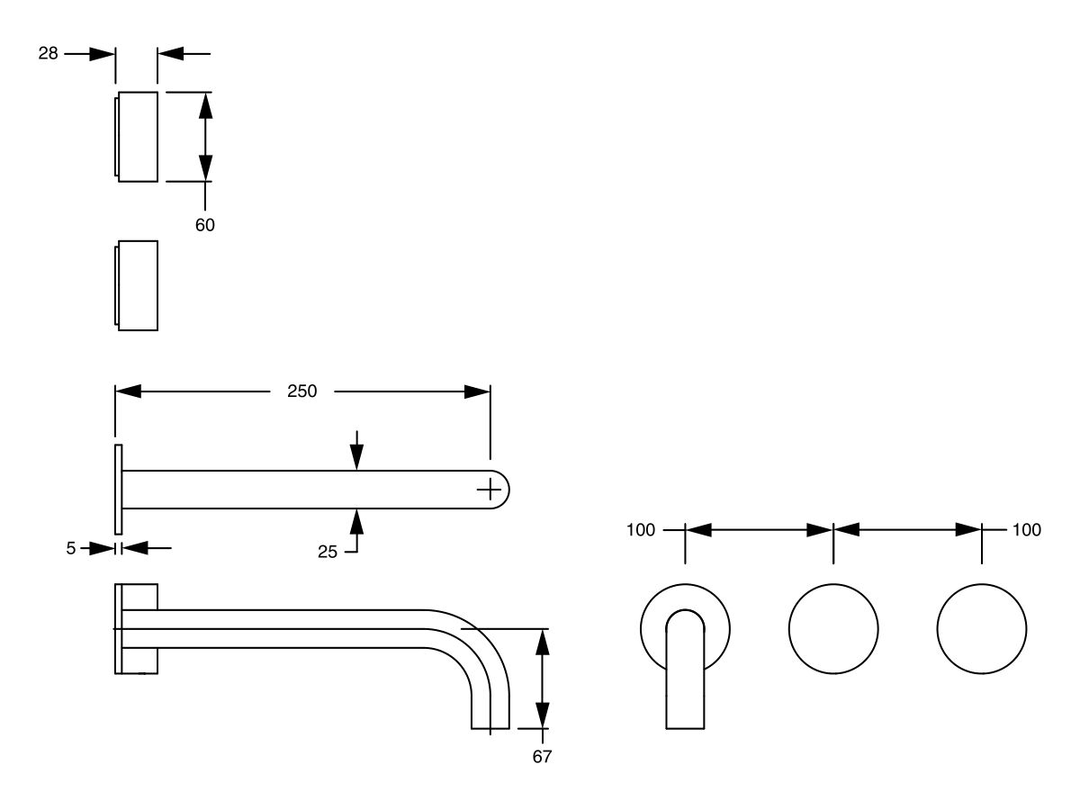 Sussex Pure Wall Bath Hostess System 250mm