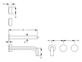 Sussex Pure Wall Bath Hostess System 250mm