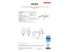 Specification Sheet - Mizu Drift Wall Basin/Bath Mixer Set Curved Spout with 2-Piece Cover Plate Trimset Chrome (6 Star) Lead Free