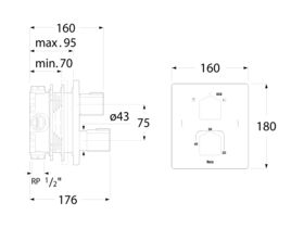 Roca L90-T Concealed Thermostatic Shower Mixer with Diverter Chrome