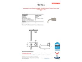 Specification Sheet - Sussex Scala 25mm Curved Wall Basin Mixer Tap System Right Hand Mixer Tap 200mm Outlet Brushed Nickel (6 Star)