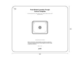 Cutout Template  - Posh Bristol Standard Inset Laundry Trough 45L with 1 Taphole and Bypass Stainless Steel