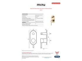 Specification Sheet - Mizu Drift Shower Mixer with Diverter Kit Brushed Brass