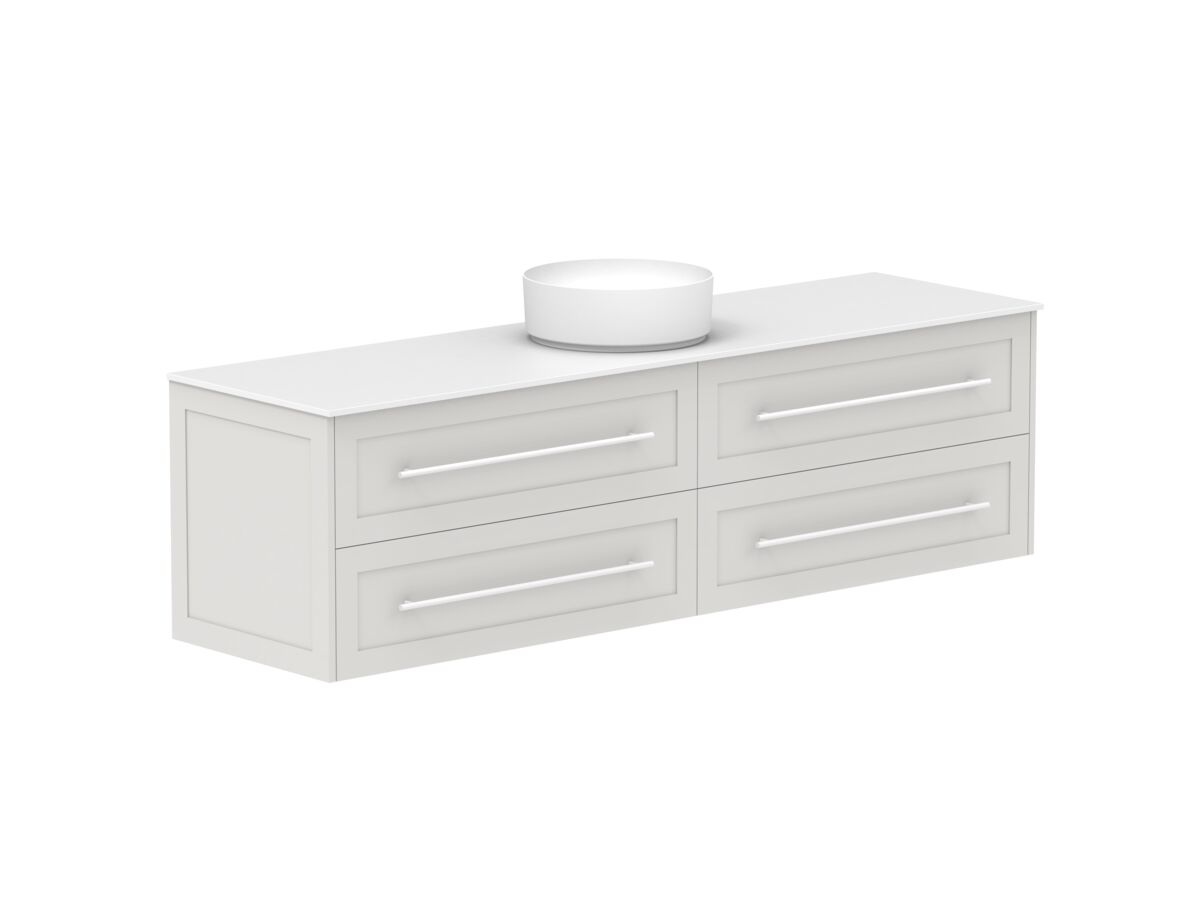 Supporting Image - Kado Lux 1800mm All Drawer Wall Hung Vanity Unit 4 Drawers Centre Bowl Vanity 12mm Durasein Top