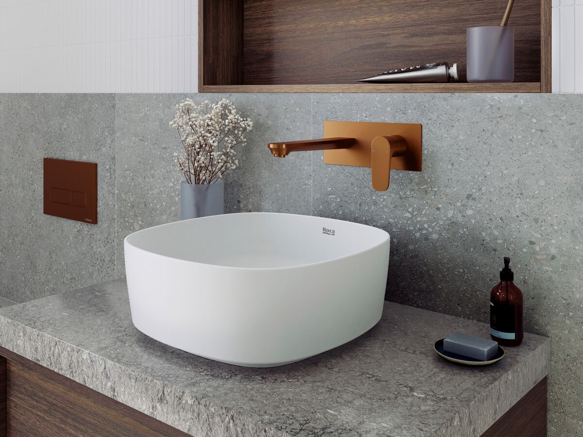 In Situ - Hideaway+ Rectangle Button/Plate Inwall Metal and Mizu Silk Wall Basin/Bath Mixer Tap Set Kit 188mm Brushed Bronze (6 Star)