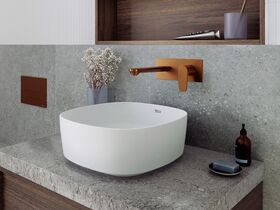 In Situ - Hideaway+ Rectangle Button/Plate Inwall Metal and Mizu Silk Wall Basin/Bath Mixer Tap Set Kit 188mm Brushed Bronze (6 Star)