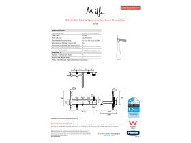 Specification Sheet - Milli Etch Bath Mixer Tap System with Hand Shower Chrome (3 Star)