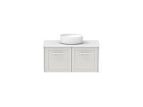Hero - Kado Lux All Door 900mm Wall Hung Vanity Centre Basin 20mm - Feather Grey - Front