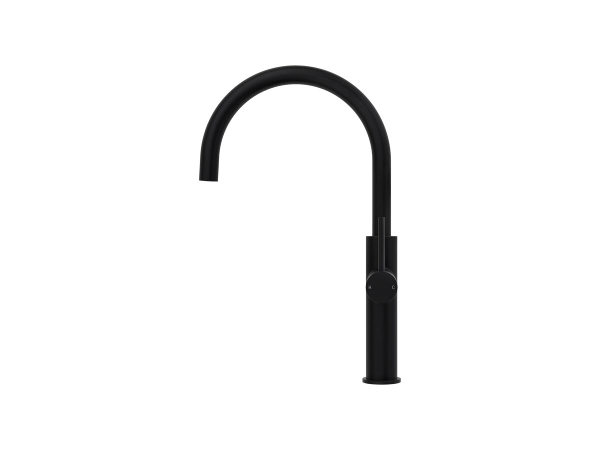 Supporting Image - Mizu Drift Gooseneck Sink Mixer Curve Matte Black (5 Star)
