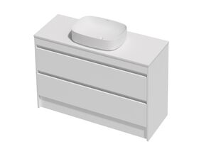Posh Domaine Twin 1200 2 Drawer Floor Standing White Cherry Pie - Basin not included