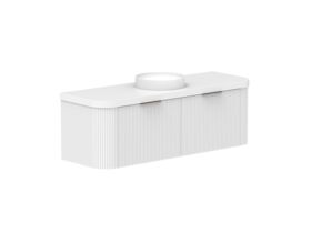 Supporting Image 2- Kado Neue Fluted Double Curve All Drawer 1500mm Wall Hung Vanity with Centre Basin Durasein 50mm Top Ultra White