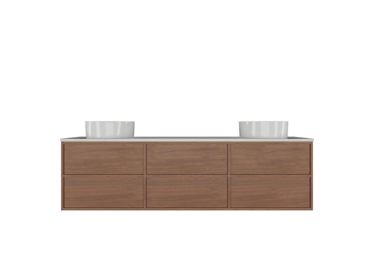 Supporting Image - Kado Aspect Wall Hung Vanity Unit 1800mm Double Bowl 6 Drawer Corian 20mm Top - Florentine Walnut