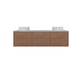 Supporting Image - Kado Aspect Wall Hung Vanity Unit 1800mm Double Bowl 6 Drawer Corian 20mm Top - Florentine Walnut