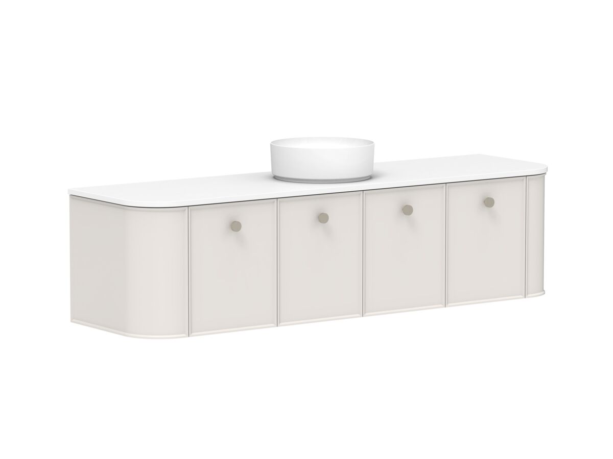 Supporting Image 2 - Kado Era Double Curve All Door 1800mm Wall Hung Vanity with Centre Basin 20mm Top Feather Grey