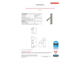Specification Sheet - Sussex Pure Basin Mixer Tap with Diamond Textured Handle Chrome (6 Star)