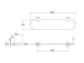 Technical Drawing - Faucet Strommen Vara Metal Shower Shelf