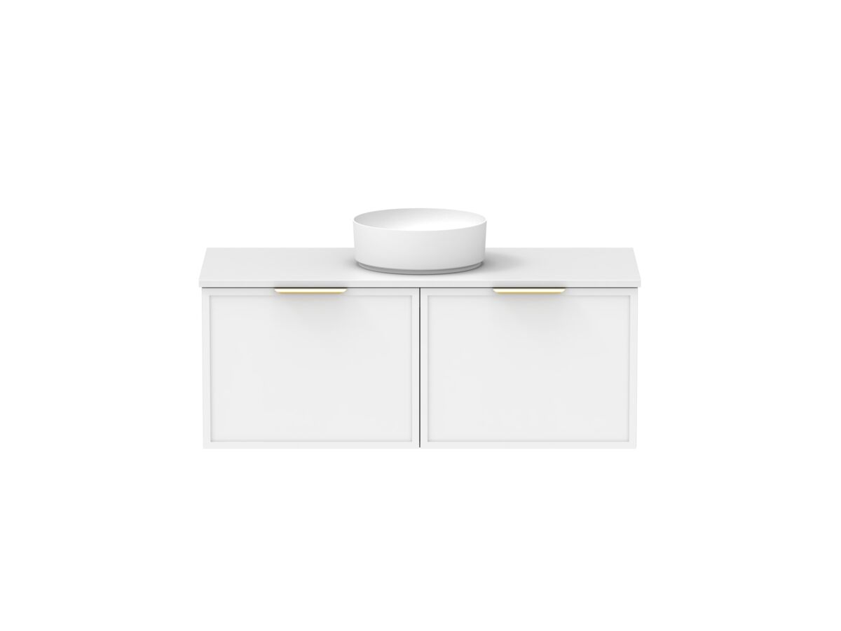 Supporting Image - Kado Lux Slim All Drawer 1200mm Wall Hung Vanity with Centre Basin 20mm Top Matte White