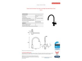Specification Sheet - Sussex Scala Sink Mixer Tap Large Curved Right Hand Matte Black (4 Star)