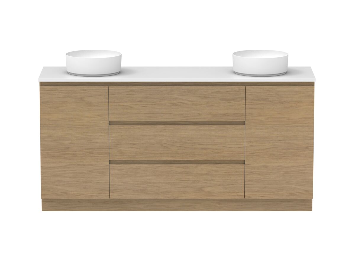 Supporting Image - Posh Domaine Plus Hamper Trio 1800 Floor Mounted Double Bowl 20mm Top