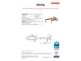 Specification Sheet - Mizu Drift Wall Basin/Bath Mixer Set Straight Spout Trimset Brushed Bronze (6 Star) Lead Free
