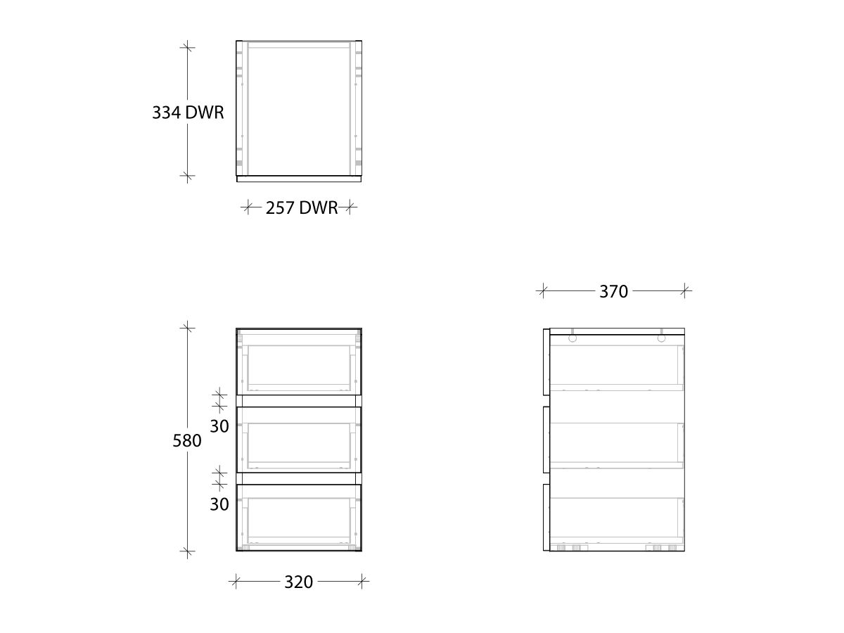 Kado Lux Trio Drawer Box 3 Drawers