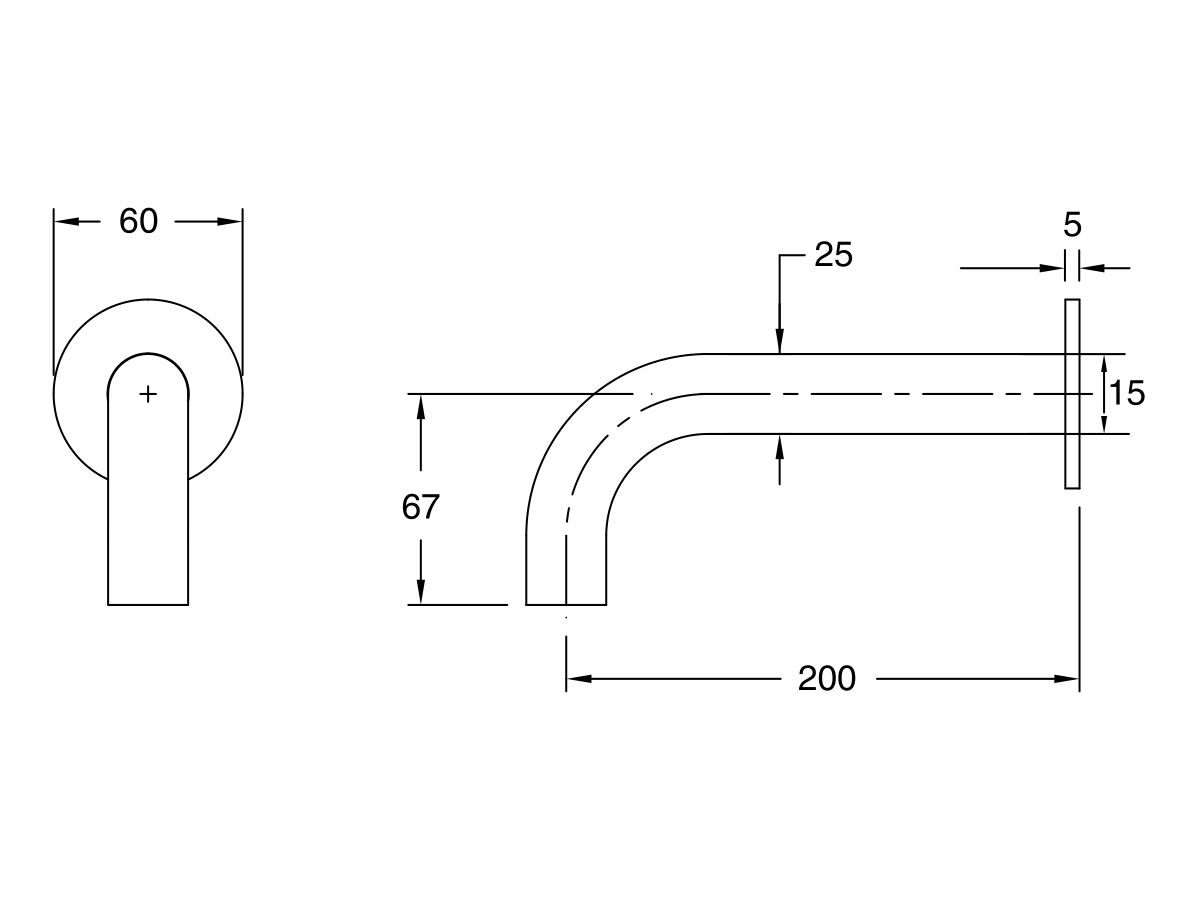 Sussex Pure Wall Basin Outlet 200mm (3 Star)