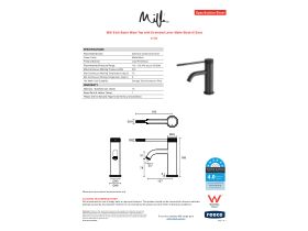 Specification Sheet - Milli Etch Basin Mixer Tap with Extended Lever Matte Black (6 Star)