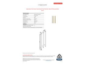 Specification Sheet - Hydrotherm Pure Vertical Triple Heated Towel Rail 900 x 38mm PVD Brushed Gold