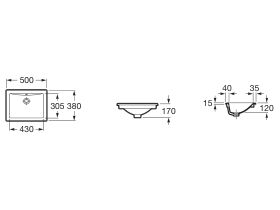 Diverta Undercounter Basin with Overflow No Taphole 500mm White