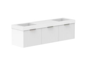Supporting Image 2- Kado Neue Fluted Square All Drawer 1800mm Wall Hung Vanity with Double Basin 90mm Top Ultra White