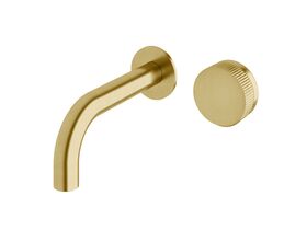 Sussex Pure Progressive Wall Bath/Basin Mixer Tap System 160mm with Linear Textured Handle PVD Brushed Gold (3 Star)