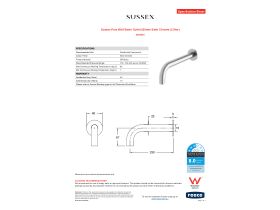 Specification Sheet - Sussex Pure Wall Basin Outlet 250mm Satin Chrome (3 Star)