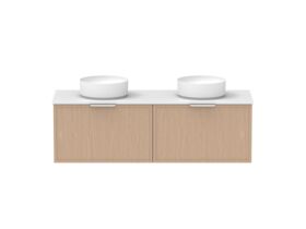 Supporting Image - Kado Lux Slim All Drawer 1500mm Wall Hung Vanity with Double Basin 20mm Top Blonde Oak