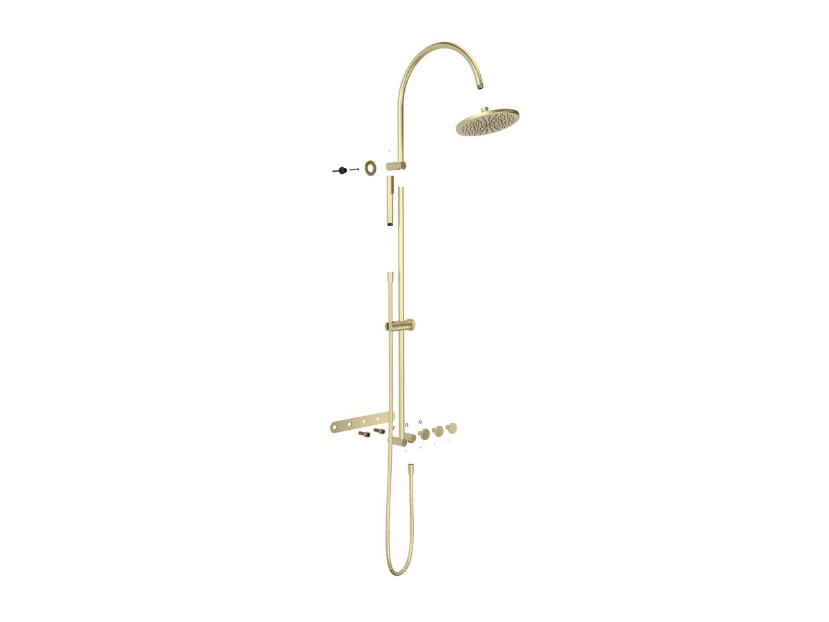 Hero - Faucet Strommen Vara Disc Wall Set with Twin Rail Shower Tap System Trimset Brushed Admiralty Brass (3 Star) Lead Free
