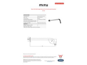 Specification Sheet - Mizu Drift Wall Straight Shower Arm Only Brushed Gunmetal