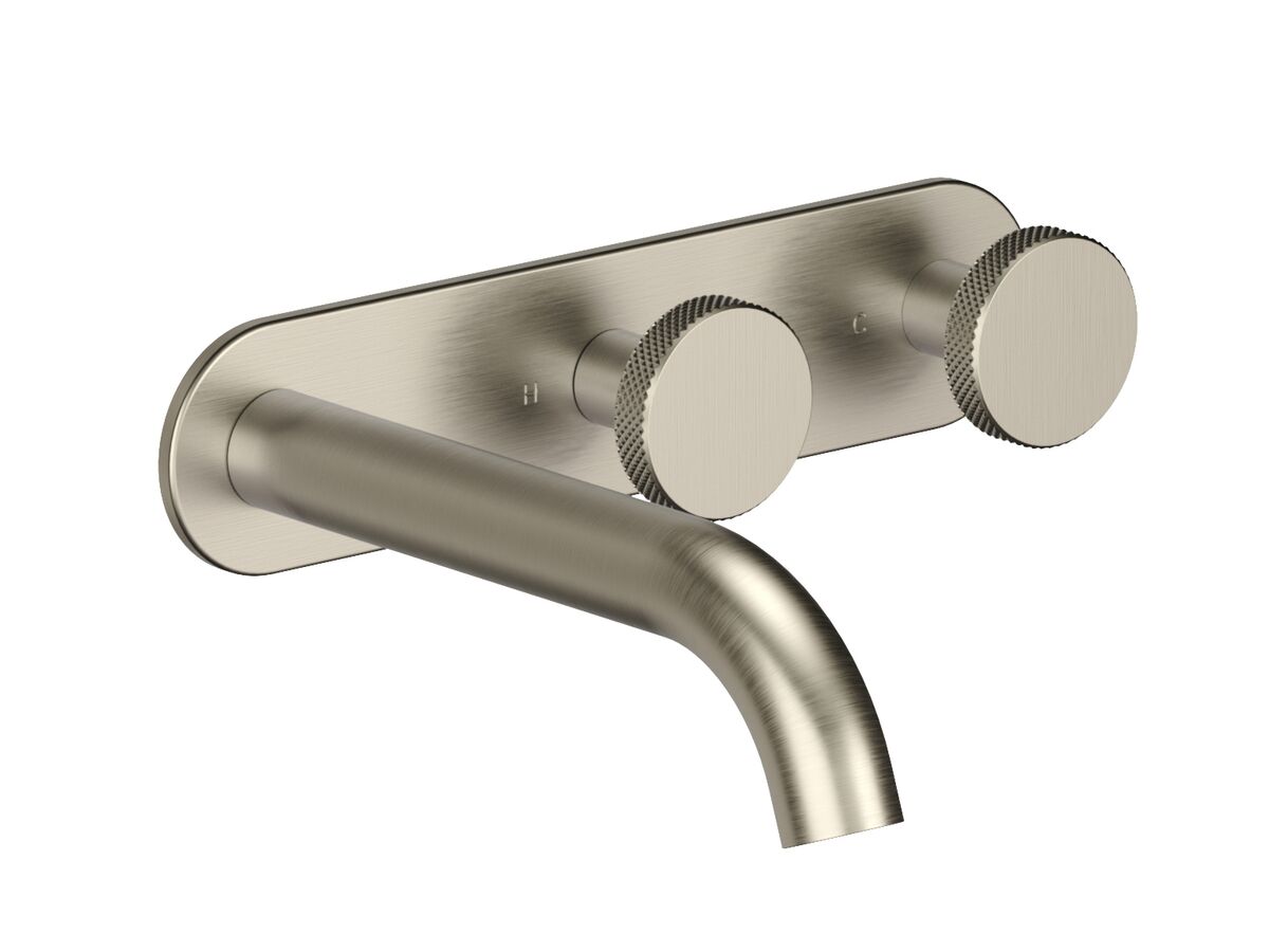 Hero - Faucet Strommen Vara Disc Wall Basin / Bath Hostess Tap System Right Hand 150mm Kit Brushed Nickel (6 Star) Lead Free